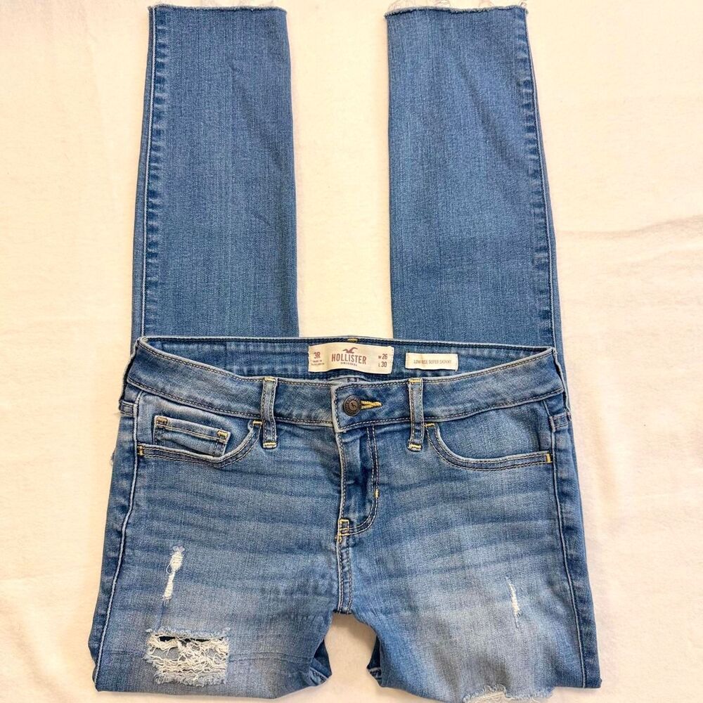 vintage y2k inspired hollister low-rise distressed super skinny jeans size 3R